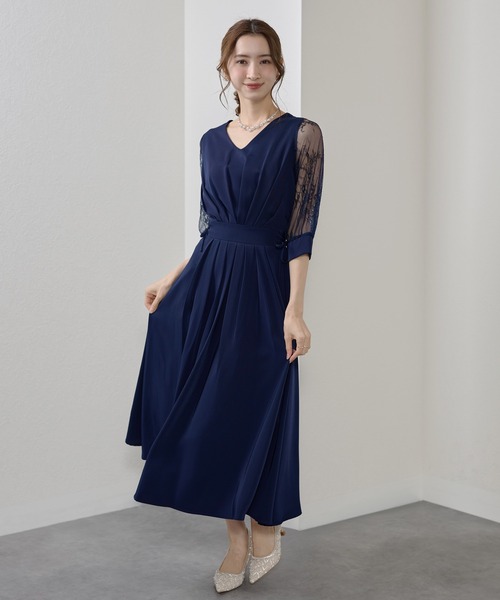 Lace Ladies（レースレディース） ドレス 花柄 レース サイド リボン V