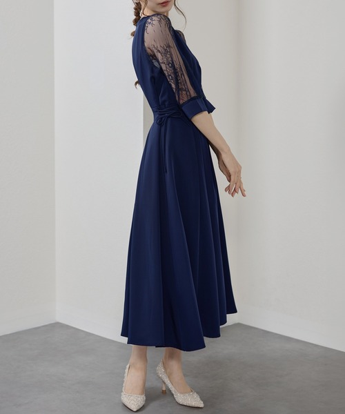 Lace Ladies（レースレディース） ドレス 花柄 レース サイド リボン V