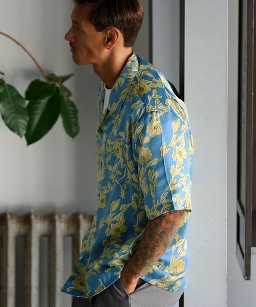 THEOREM シャツ 半袖 mhs2183- Flower Hawaiian Shirt シャツ メンズ
