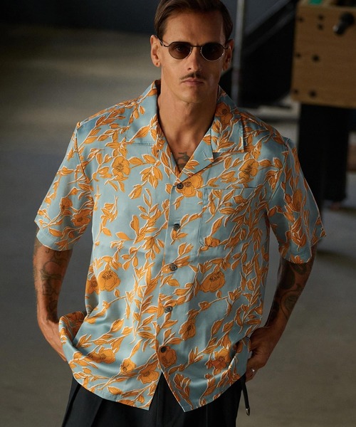 THEOREM シャツ mhs2183- Flower Hawaiian Shirt シャツ メンズ