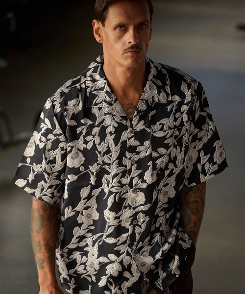 THEOREM シャツ 半袖 mhs2183- Flower Hawaiian Shirt シャツ メンズ