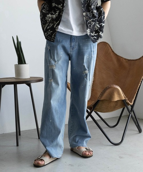 BAYFLOW ジーンズ クールタッチダメージデニム メンズ