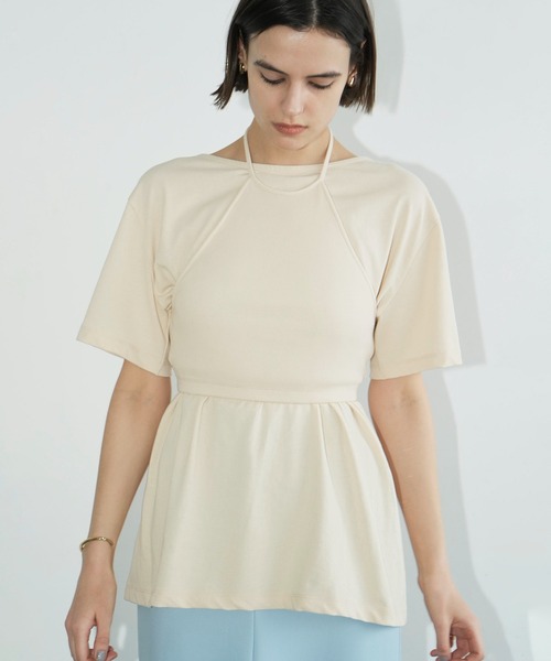 CLANE（クラネ） tシャツ 半袖 HALTER BUSTIER SET TEE レディース