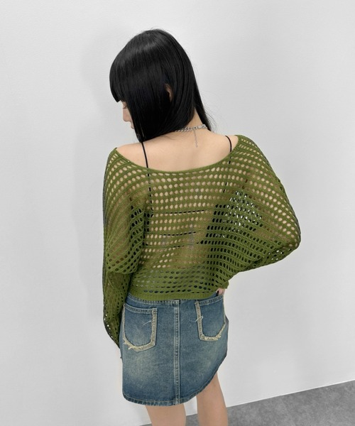 LVEU. カーディガン 「LVEU.」クロップドメッシュニット