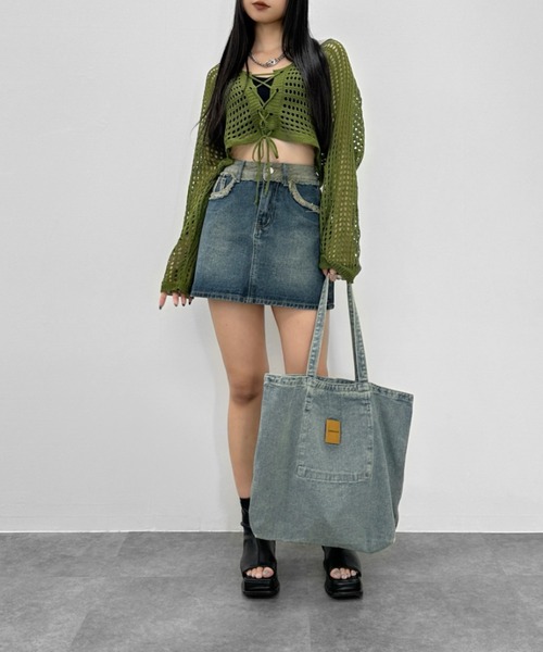 LAVANDA メッシュクロップドカーディガン メッシュニットカーディガン長袖 クロップド丈 全4色[品番