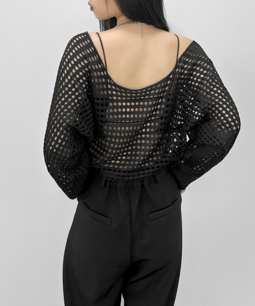LOUIS FÉRAUD ストライプニットカーディガン　新品未使用♡ セール】LUCY/メッシュストライプニットカーディガン（シャツ