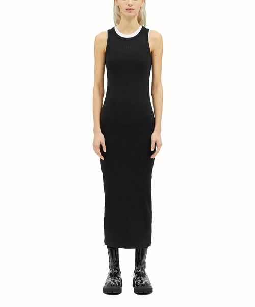 MSGM ドレス Wレイヤード リブジャージーマキシワンピース