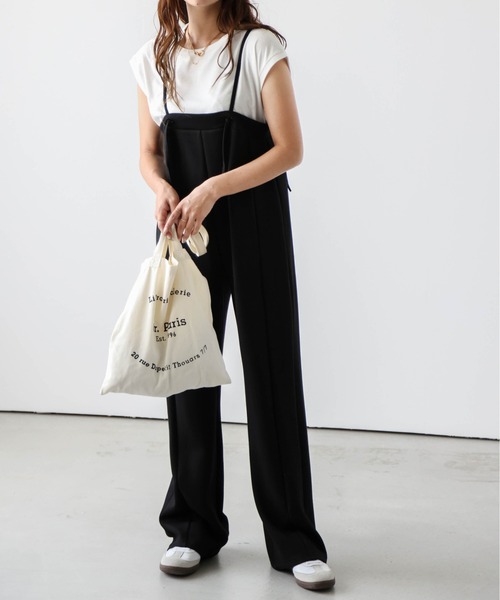 【relume】レディースサロペット（38）麻100 ワイドパンツ ゆったり サロペット レディース オールインワン リネン風 ワンピース