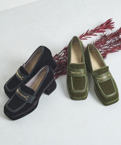 【新品未使用】Ameri VINTAGE ベロアローファー Sグリーン 箱付き ORiental TRaffic（オリエンタルトラフィック） パンプス ベロア
