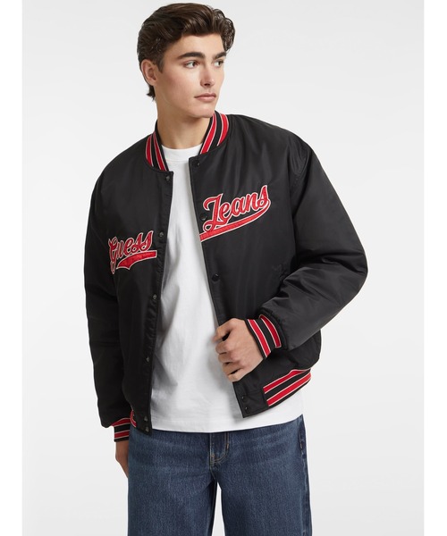 スタジャン GUESS JEANS SCRIPT Patch Varsity Jacket ジャケット 