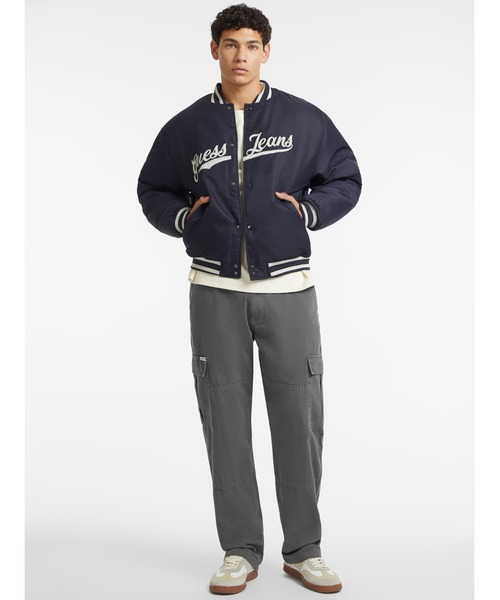 スタジャン GUESS JEANS SCRIPT Patch Varsity Jacket ジャケット 