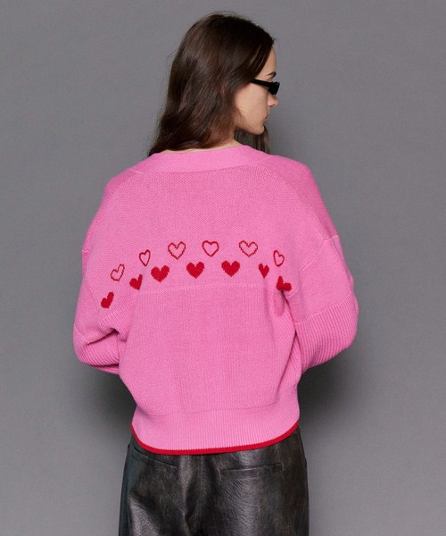 MAISON SPECIAL カーディガン Heart Jacquard Short Length Knit