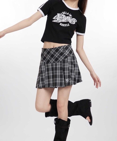 スカート 「HOOK」for girls チェック柄ボックスプリーツミニ