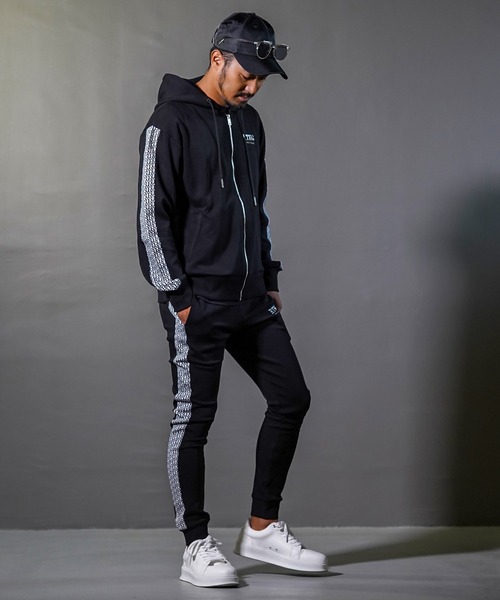 VYBES スパンコール付きパンツ グレー hiphop ラインストーン 黒 灰