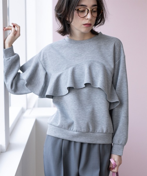 OPAQUE.CLIP tシャツ フリルアシメトップス「洗濯機洗い可