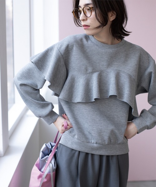 OPAQUE.CLIP tシャツ フリルアシメトップス「洗濯機洗い可