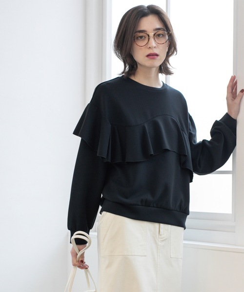 OPAQUE.CLIP tシャツ フリルアシメトップス「洗濯機洗い可