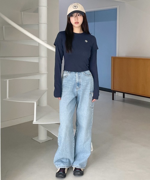 tシャツ A'GEM/9 × .kom 「「muah muah/ムーアムーア」LAYERED LONG SLEEVE T-SHIRT/レイヤードロング tシャツ A'GEM/9 × .kom 「「muah muah/ムーアムーア」LAYERED