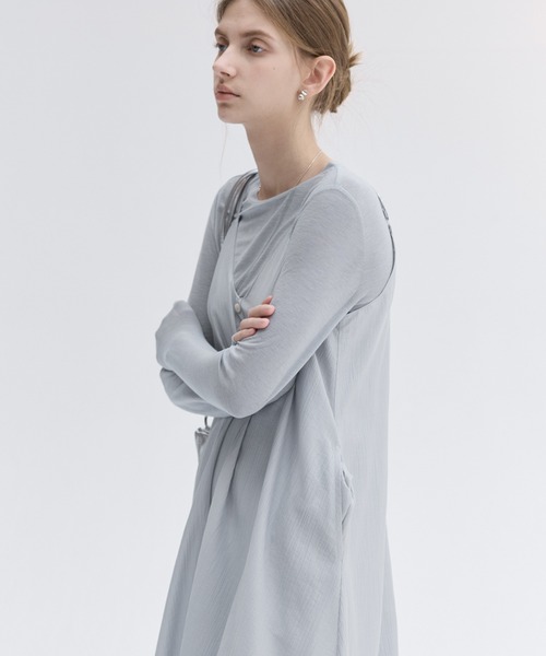 tシャツ 「tageechita」ステッチ入り アシンメトリーヘム Tシャツ・サマーウール レディース tageechita tシャツ 「tageechita」ステッチ入り アシンメトリー