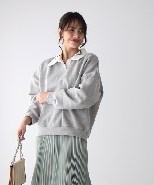 トレーナー スウェット アラフォー世代へ。スエットを格上げ大人の襟付き レディース Ehre style トレーナー スウェット アラフォー世代へ。スエット
