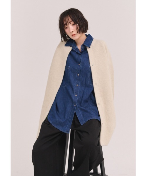 レディースコート AsheKsha コート アウター ラペル付きゆったりボタンコート：シンプル