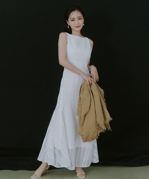 【美品】正規品 anuanジオメトリックレースパネルワンピース anuans ワンピース ジオメトリックレースパネルワンピース