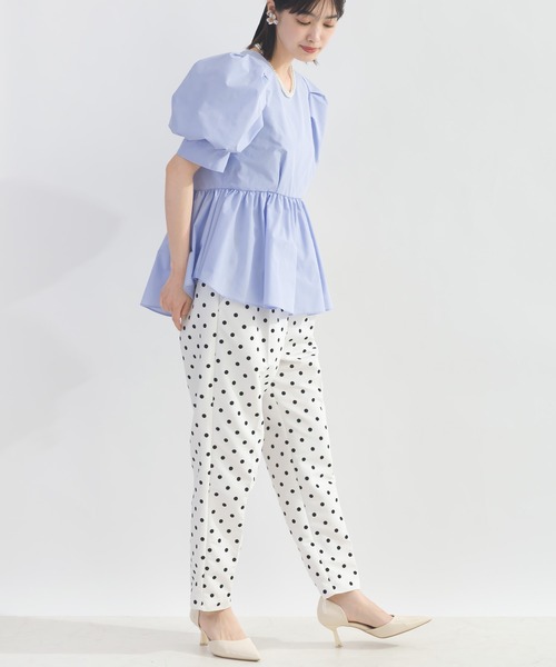 PICCIN PERLA ブラウス シャツ 半袖 エアーパフスリーブブラウス
