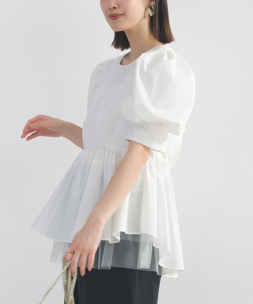 PICCIN PERLA ブラウス シャツ エアーパフスリーブブラウス レディース 