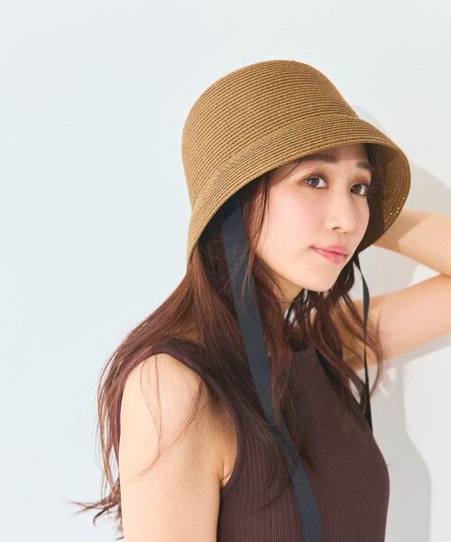 COHINA（コヒナ） 帽子 ハット ラフィアライクバケットハット 「低身長