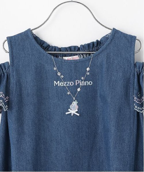 Mezzo Piano 半袖 襟パールネックレス付ワンピース mezzo piano セーラーカラー半袖ワンピース 前開き 星座刺しゅう