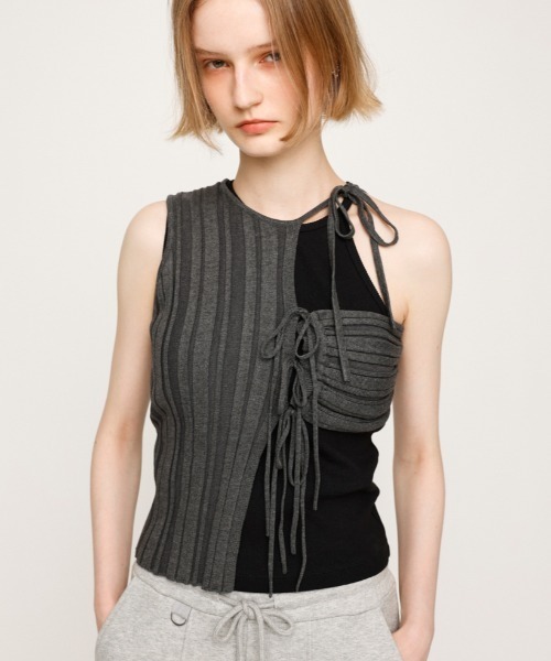 tシャツ ASYMMETRY RIB HG BIBS アシンメトリー リブ ハイゲージ ビブス 夏服 レディース
