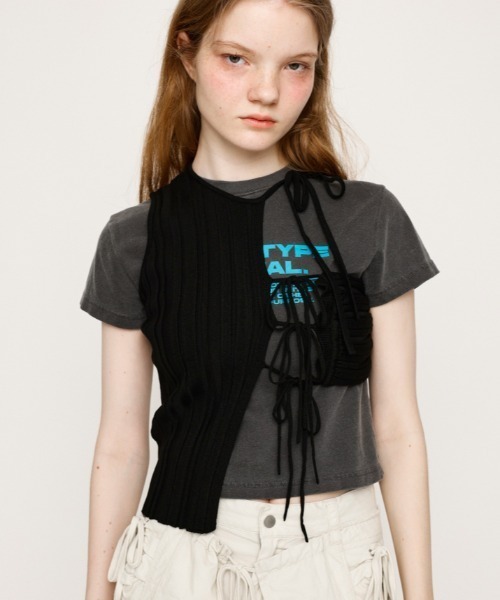 tシャツ ASYMMETRY RIB HG BIBS アシンメトリー リブ ハイゲージ ビブス 夏服 レディース SLY tシャツ ASYMMETRY RIB HG BIBS アシンメトリー リブ