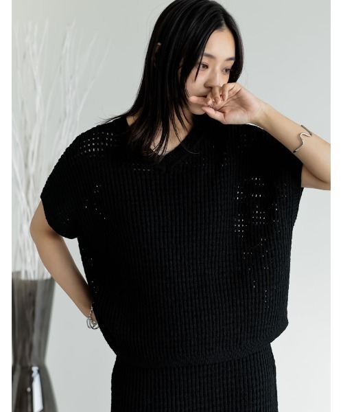 エムズグレイシー☆2025夏物☆今期☆ ダブルリボンメッシュニット黒☆42☆新品 エムズグレイシー☆2025夏物☆今期☆ ダブルリボンメッシュニット黒