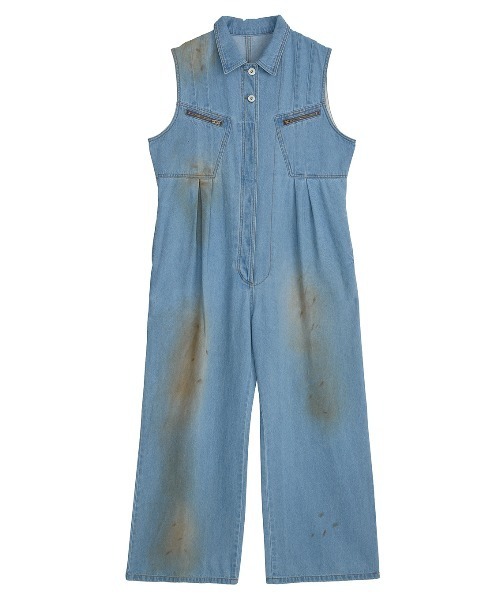 サロペット・オーバーオール・オールインワン ameri MEDI GRUNGE DENIM WIDE ROMPERS Ameri（アメリ） オールインワン MEDI GRUNGE DENIM WIDE ROMPERS
