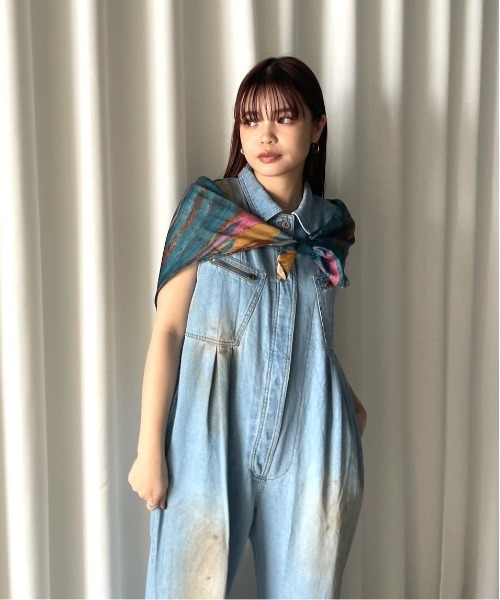 Ameri（アメリ） オールインワン MEDI GRUNGE DENIM WIDE ROMPERS