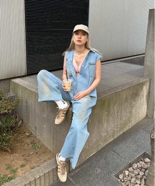 Ameri（アメリ） オールインワン MEDI GRUNGE DENIM WIDE ROMPERS