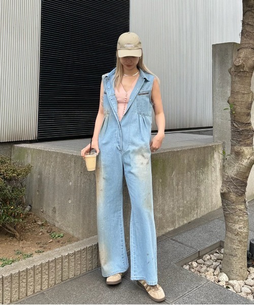 Ameri（アメリ） オールインワン MEDI GRUNGE DENIM WIDE ROMPERS