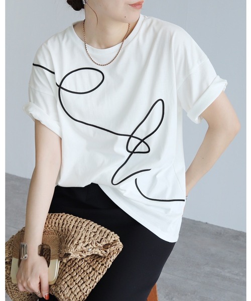 reca（レカ） tシャツ アートコード刺繍ルーズTシャツ レディース