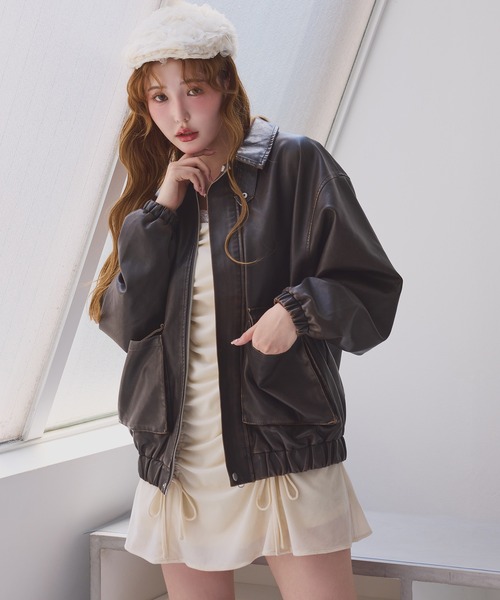 aic.フェイクレザージャケット zozo完売商品。 one after another NICE CLAUP ブルゾン アウター 「ZOZO限定