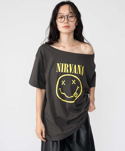 NIRVANA（MAMMUT） tシャツ 半袖 ∴WEGO/NIRVANA別注オフショルビッグT