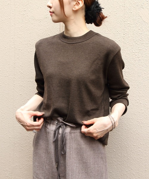 MEYAME（メヤメ） tシャツ ウォッシャブルウールリブショートプル