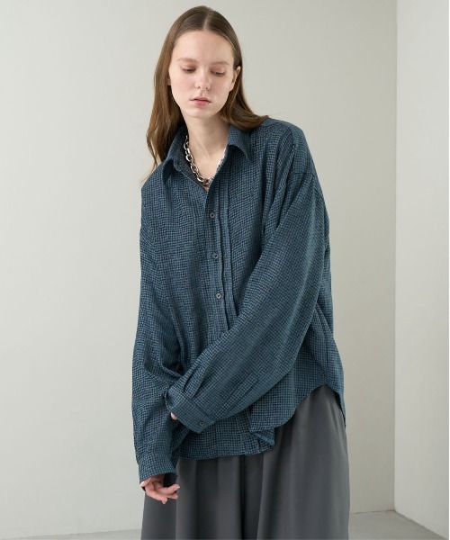 KUUUPY（クーピー） シャツ Front Tucked Tweed Shirt - フロント