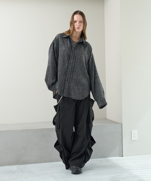 KUUUPY（クーピー） シャツ Front Tucked Tweed Shirt - フロント