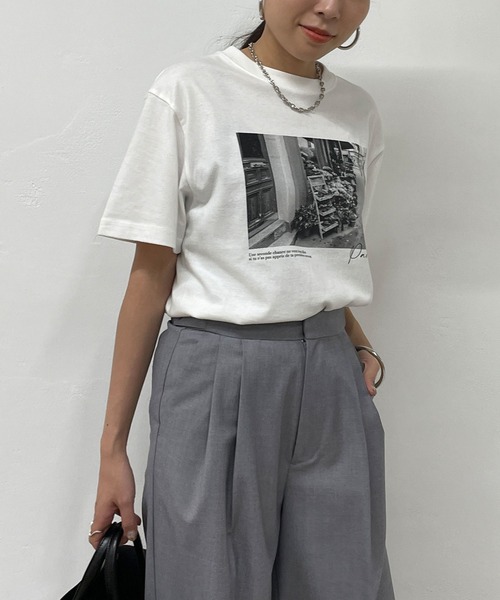 「LOUNGEDRESS」 半袖Tシャツ FREE オフホワイト レディース_画像4