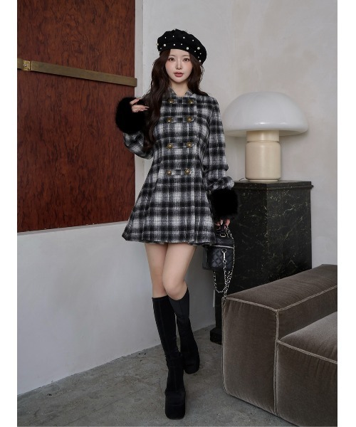 kodeni ⭐️トムレベル ナポレオンコート　シャギー　切替　レザー クロコフェイクレザー ナポレオンコート 135 、ロングコート販売