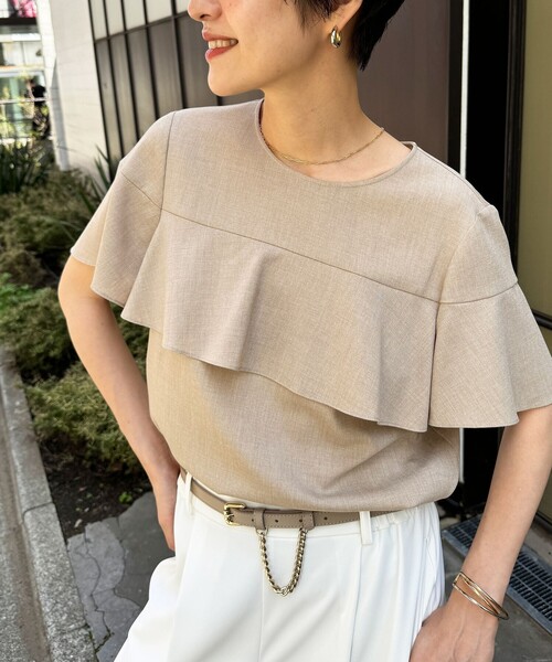 「NOLLEY'S」 半袖ブラウス 38 ベージュ レディースの画像