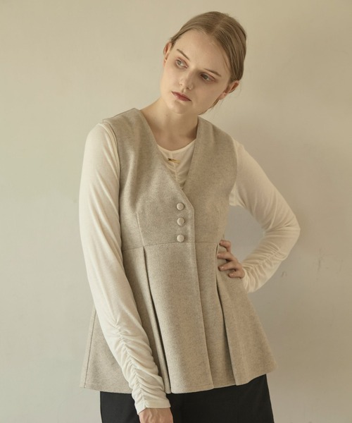 Alumu. ベスト ジレ AM570907メルトンデザインベスト レディース