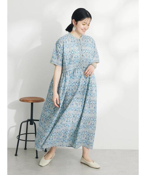 「CRAFT STANDARD BOUTIQUE」 半袖ワンピース FREE グリーン レディース_画像3