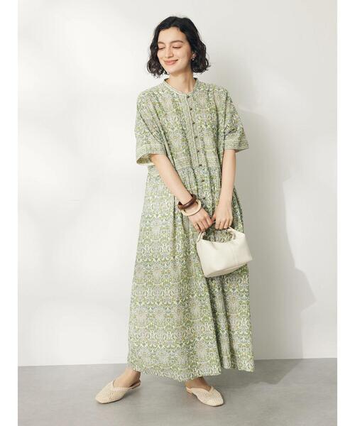 「CRAFT STANDARD BOUTIQUE」 半袖ワンピース FREE グリーン レディース_画像5