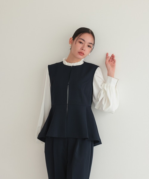 TOKYO OFFICA セットアップ 「手洗いOK」ペプラム ブラウス付き 3点